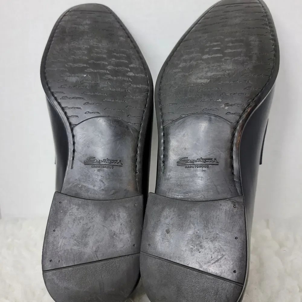Santoni  Gavin Shoes Mens Size 9 Black Penny Loafer Slip On Italy Made Upper